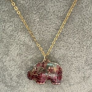 Cloisonné Elephant Pendant Necklace